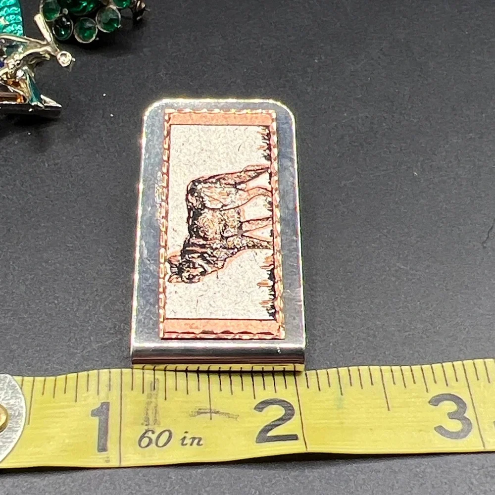 Vintage Etched Copper Black Wolf Money Clip